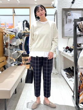 「GLOBAL WORK（グローバルワーク）のあったかウツクシルエットテーパードパンツ/575203（その他パンツ）」を使った、mahokurumaさん（レディース・172cm）の秋コーディネート