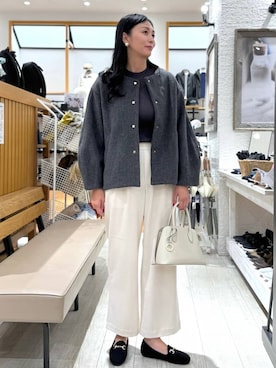 「アイテム（ノーカラーコート）」を使った、mahokurumaさん（レディース・172cm）の秋コーディネート