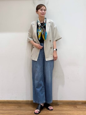 お手入れラクラクセットアップ/Wジャケット半袖/632432を使った人気 