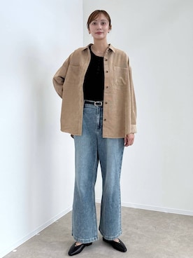 「GLOBAL WORK（グローバルワーク）のサラサラヘンリーネック長袖プルオーバー/1017895（Tシャツ/カットソー、ブラック系）」を使った、mahokurumaさん（レディース）の夏コーディネート