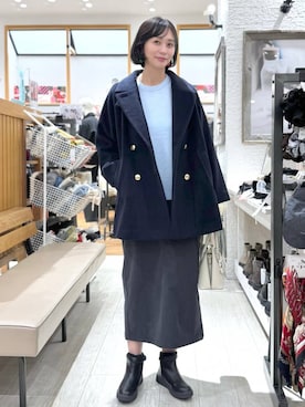 「アイテム（チェスターコート）」を使った、mahokurumaさん（レディース・172cm）の冬コーディネート