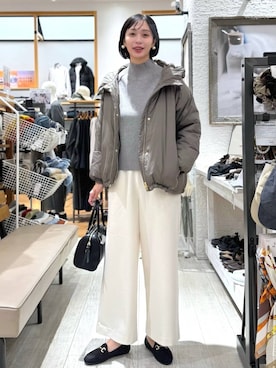 「GLOBAL WORK（グローバルワーク）のエアリュクスダウンフードブルゾン/495695（ダウンジャケット/コート）」を使った、mahokurumaさん（レディース・172cm）の冬コーディネート