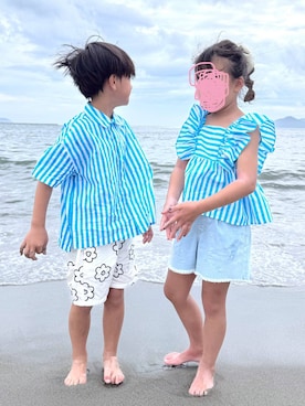 「GLOBAL WORK（グローバルワーク）のGOODデニムアソートショートパンツ/147416（デニムパンツ）」を使った、mahokurumaさん（キッズ・123cm・30代）の夏コーディネート