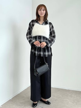 「GLOBAL WORK（グローバルワーク）のらくっション撥水バレエ/135873（バレエシューズ、ブラック系）」を使った、mahokurumaさん（レディース）の夏コーディネート