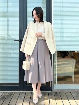 「couture brooch（クチュールブローチ）のアイテム」を使った、SHINOさん（レディース・164cm）の冬コーディネート