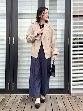 「couture brooch（クチュールブローチ）の【撥水・洗える】ハーフ トレンチコート（トレンチコート、ベージュ系）」を使った、SHINOさん（レディース・164cm）の春コーディネート