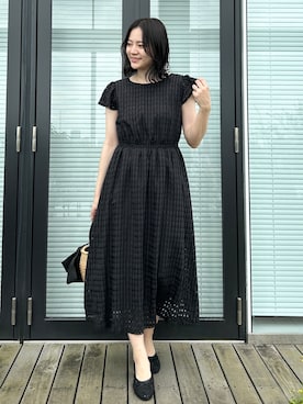 「couture brooch（クチュールブローチ）のチュールバレエパンプス（パンプス、ブラック系）」を使った、SHINOさん（レディース・164cm）の春コーディネート