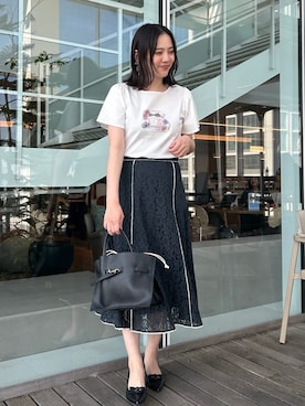 「couture brooch（クチュールブローチ）のダブルリボンパンプス（パンプス、ブラック系）」を使った、SHINOさん（レディース・164cm）の春コーディネート