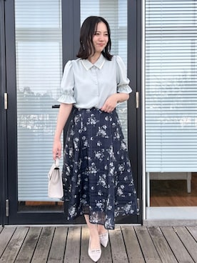 「SHOO・LA・RUE（シューラルー）の◆ドット×無地レイヤード風ワンピース（ワンピース、ホワイト系）」を使った、SHINOさん（レディース・164cm）の春コーディネート
