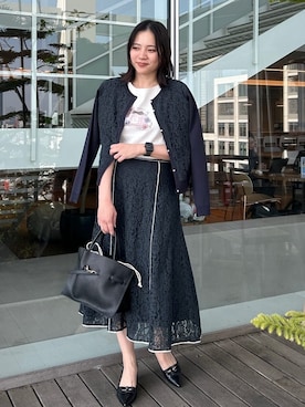 「couture brooch（クチュールブローチ）のアイテム」を使った、SHINOさん（レディース・164cm）の春コーディネート