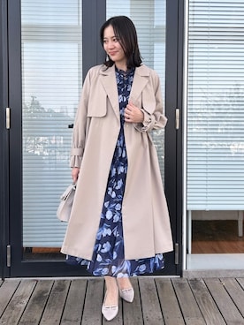 「SHOO・LA・RUE（シューラルー）の◆ドット×無地レイヤード風ワンピース（ワンピース、ホワイト系）」を使った、SHINOさん（レディース・164cm）の春コーディネート