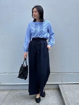 「couture brooch（クチュールブローチ）のチュールバレエパンプス（パンプス、ブラック系）」を使った、SHINOさん（レディース・164cm）の春コーディネート