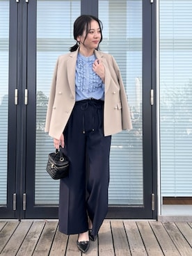 「couture brooch（クチュールブローチ）のダブルリボンパンプス（パンプス、ブラック系）」を使った、SHINOさん（レディース・164cm）の春コーディネート