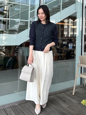 「SHOO・LA・RUE（シューラルー）の◆ドット×無地レイヤード風ワンピース（ワンピース、ホワイト系）」を使った、SHINOさん（レディース・164cm）の春コーディネート