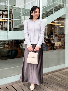 「SHOO・LA・RUE（シューラルー）の◆ドット×無地レイヤード風ワンピース（ワンピース、ホワイト系）」を使った、SHINOさん（レディース・164cm）の冬コーディネート