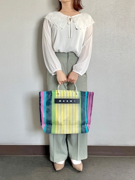 「GRL（グレイル）のセンタープレスフレアパンツ（その他パンツ）」を使った、ゆぴぴぴさん（レディース・155cm）の春コーディネート