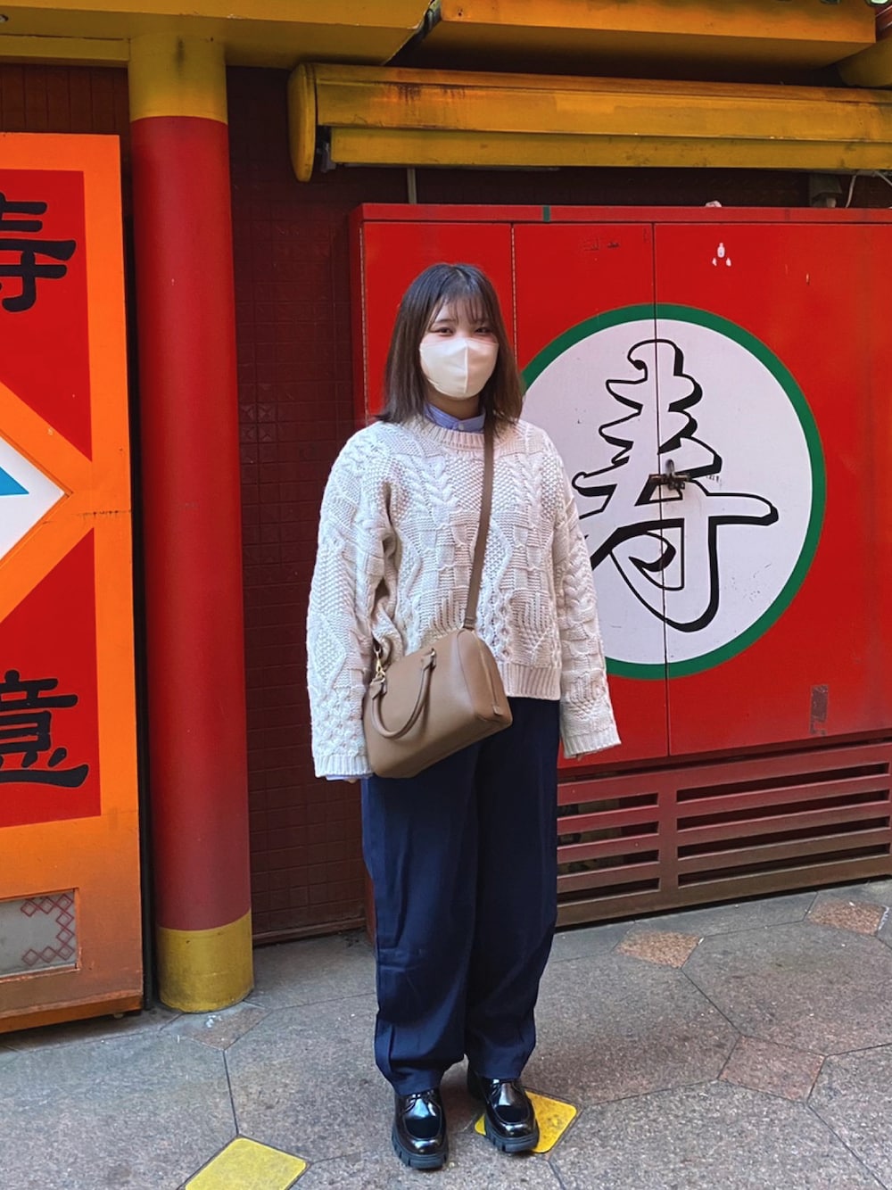 「秋コーデ、秋服、秋色コーデ、カジュアル」｜「ORiental TRafficのWEB限定■タンクソールレースアップパンプス/25106（ドレスシューズ、ブラック系）」を使った、nanachapiさん（レディース・156cm）の秋コーディネートの1枚目の写真