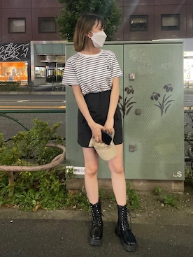 「one after another NICE CLAUP（ワンアフターアナザーナイスクラップ）のアイテム（キャップ）」を使った、miyuuさん（レディース・155cm）の夏コーディネート