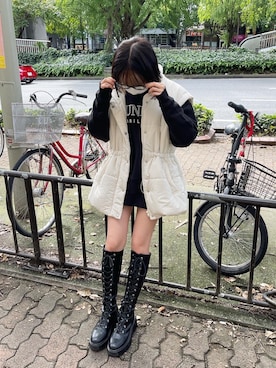 「one after another NICE CLAUP（ワンアフターアナザーナイスクラップ）のアイテム（スウェット）」を使った、miyuuさん（レディース・155cm）の秋コーディネート
