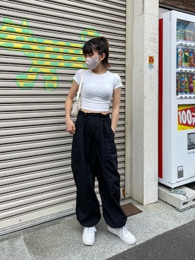 「NUN（エヌユーエヌ）のアイテム」を使った、miyuuさん（レディース・155cm）の夏コーディネート