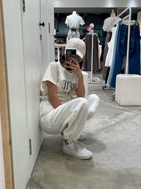 「one after another NICE CLAUP（ワンアフターアナザーナイスクラップ）のアイテム（キャップ）」を使った、miyuuさん（レディース・155cm）の夏コーディネート