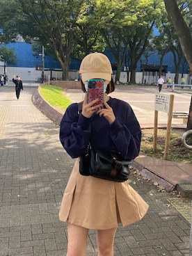 「one after another NICE CLAUP（ワンアフターアナザーナイスクラップ）のアイテム（キャップ）」を使った、miyuuさん（レディース・155cm）の秋コーディネート