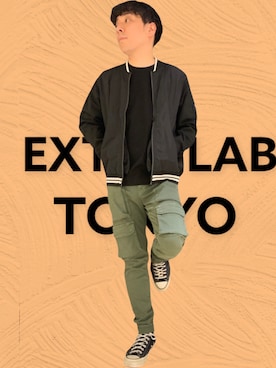 「春カラー」｜「アイテム（MA-1）」を使った、extedlabtokyoさん（メンズ・165cm）の春コーディネート