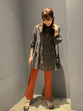「秋先取りコーデ」｜「アイテム（チュニック）」を使った、yukaah21さん（レディース・160cm）の夏コーディネート
