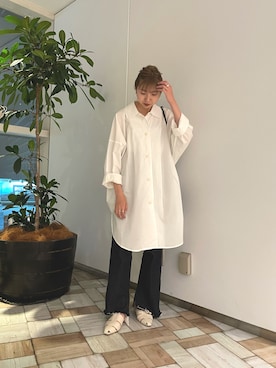 「mystic（ミスティック）のセンターステッチフレアデニム（デニムパンツ）」を使った、mn2312さん（レディース・160cm）の春コーディネート