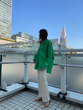 「mystic（ミスティック）のセンターステッチフレアデニム（デニムパンツ）」を使った、mn2312さん（レディース・160cm）の春コーディネート