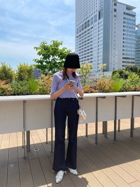 「mystic（ミスティック）のセンターステッチフレアデニム（デニムパンツ）」を使った、mn2312さん（レディース・160cm）の春コーディネート