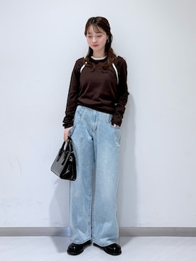 「KBF（ケイビーエフ）のアイテム（パンツ）」を使った、さやかさん（レディース・152cm）の春コーディネート