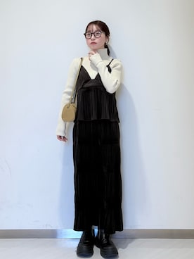 「アイテム（ワンピース）」を使った、さやかさん（レディース・152cm）の秋コーディネート