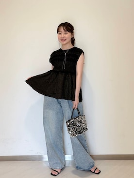 「アイテム（サンダル、ブルー系）」を使った、さやかさん（レディース・152cm）の夏コーディネート
