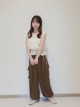 「アイテム（パンプス）」を使った、さやかさん（レディース・152cm）の夏コーディネート