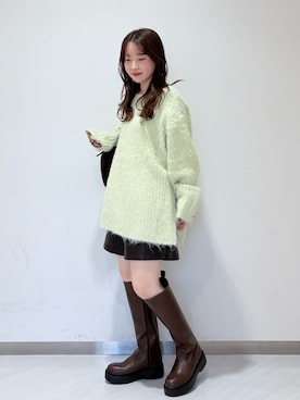 「アイテム（ボストンバッグ、ブラウン系）」を使った、さやかさん（レディース・152cm）の冬コーディネート