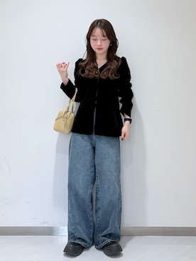 「アイテム（ブラック系）」を使った、さやかさん（レディース・152cm）の冬コーディネート