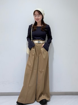 「アイテム（ニットキャップ/ビーニー）」を使った、さやかさん（レディース・152cm）の秋コーディネート