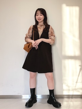 「KBF（ケイビーエフ）のシンプルショートパンツ（その他パンツ）」を使った、さやかさん（レディース・152cm）の秋コーディネート