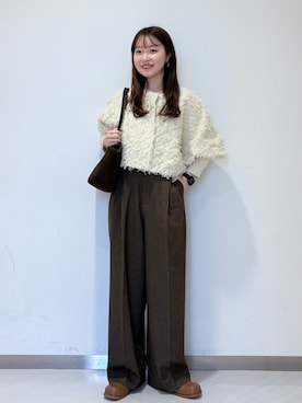 「アイテム（ボストンバッグ）」を使った、さやかさん（レディース・152cm）の冬コーディネート