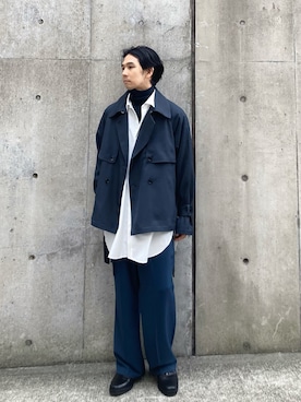 「tk.TAKEO KIKUCHI（ティーケータケオキクチ）のアイテム（トレンチコート）」を使った、kyo_t.oさん（メンズ・165cm）の秋コーディネート