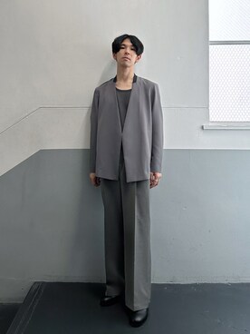 「tk.TAKEO KIKUCHI（ティーケータケオキクチ）のアイテム（ノーカラージャケット）」を使った、kyo_t.oさん（メンズ・165cm）の秋コーディネート