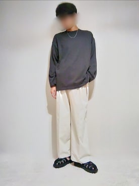 「WYM LIDNM（ウィム バイ リドム）のアイテム（サンダル）」を使った、Siyouさん（メンズ・172cm）の夏コーディネート