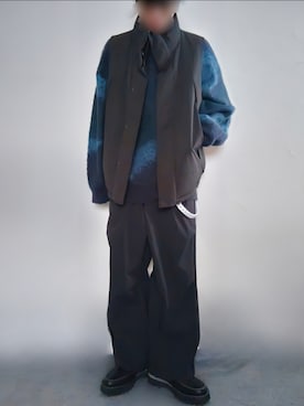 「WYM LIDNM（ウィム バイ リドム）のアイテム（ダウンベスト）」を使った、Siyouさん（メンズ・172cm）の冬コーディネート