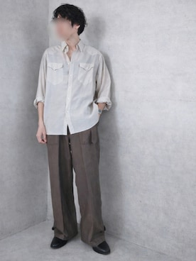 「WYM LIDNM（ウィム バイ リドム）のSilver 925 CROSS-LINK CHAIN NECKLACE（ネックレス、シルバー系）」を使った、Siyouさん（メンズ・172cm）の春コーディネート