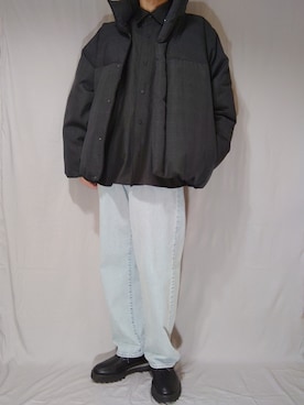 「LIDNM（リドム）のアイテム（ダウンジャケット/コート）」を使った、Siyouさん（メンズ・172cm）の冬コーディネート
