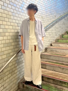 「WYM LIDNM（ウィム バイ リドム）のSilver 925 CROSS-LINK CHAIN NECKLACE（ネックレス、シルバー系）」を使った、Siyouさん（メンズ・172cm）の夏コーディネート