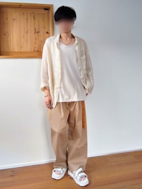 「WYM LIDNM（ウィム バイ リドム）のアイテム（サンダル）」を使った、Siyouさん（メンズ・172cm）の春コーディネート