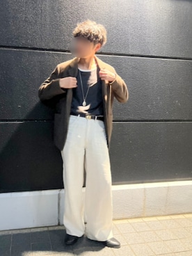 「LIDNM（リドム）のAlpaca Tweed Tailored Jacket　SOILBROWN   M
 ¥ 33,000 - tax in
（テーラードジャケット、ブラウン系）」を使った、Siyouさん（メンズ・172cm）の秋コーディネート