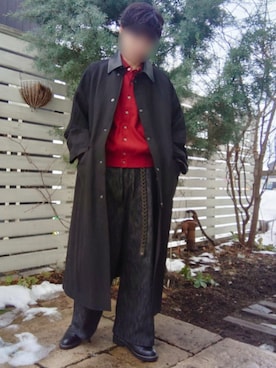 「アイテム（ステンカラーコート）」を使った、Siyouさん（メンズ・172cm）の冬コーディネート